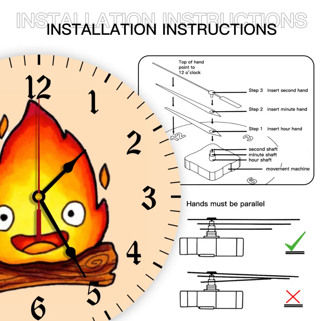 Настенные часы с 3d-эффектом пламени кальцифера современные украшения для дома