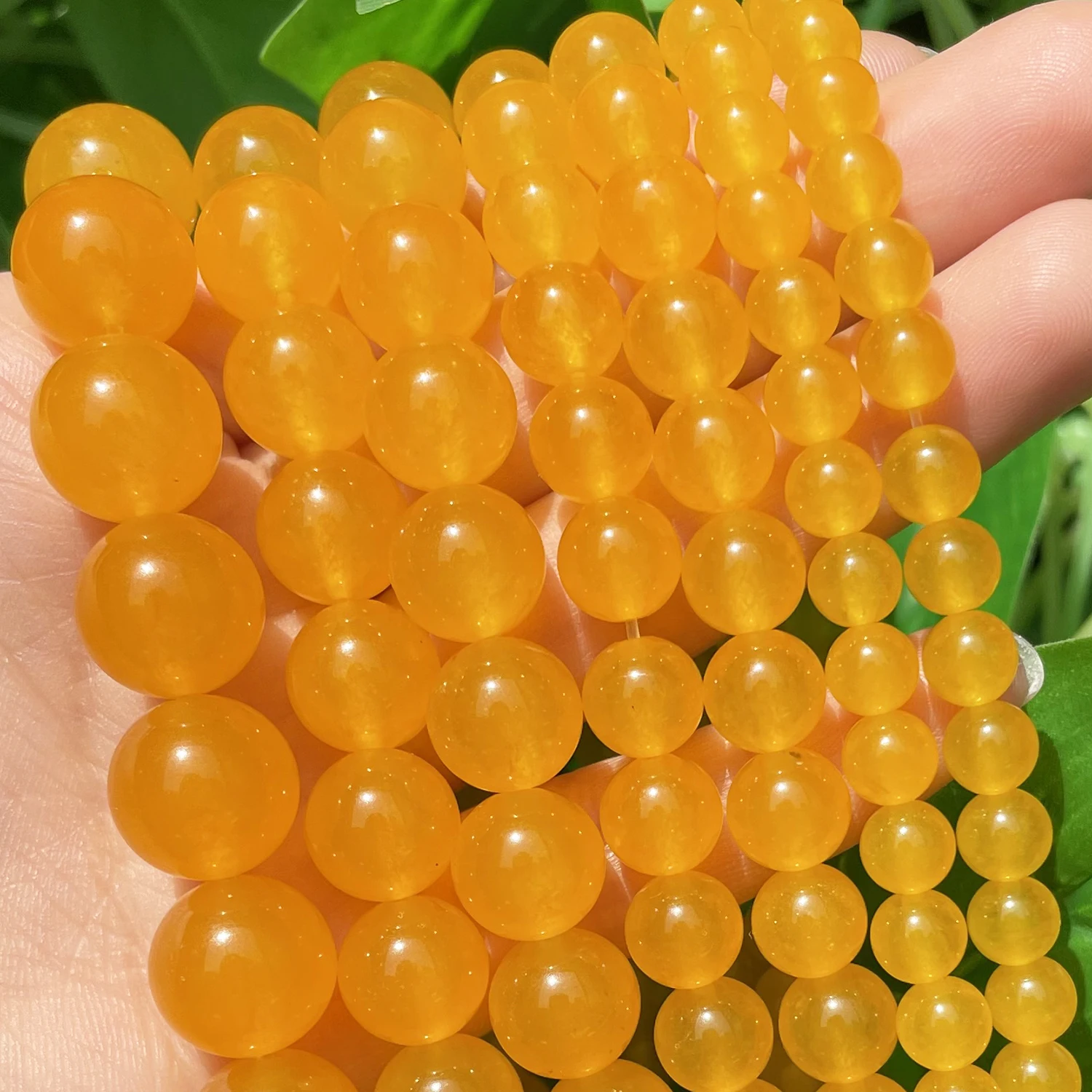 

4-12mm Golden Yellow Chalcedony Jades Round Stone Beads Natural Loose Spacer Bead for Jewelry Making Diy Bracelet Accessories