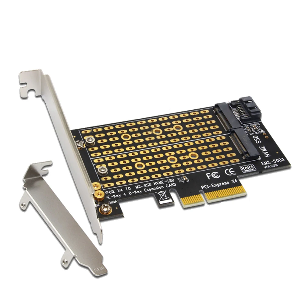 

PCI-E 3.0 X4 to NVMe M.2 NGFF M Key SSD Riser Expansion Card for 2230/2242/2260/2280 M.2 SSD EM2-5003