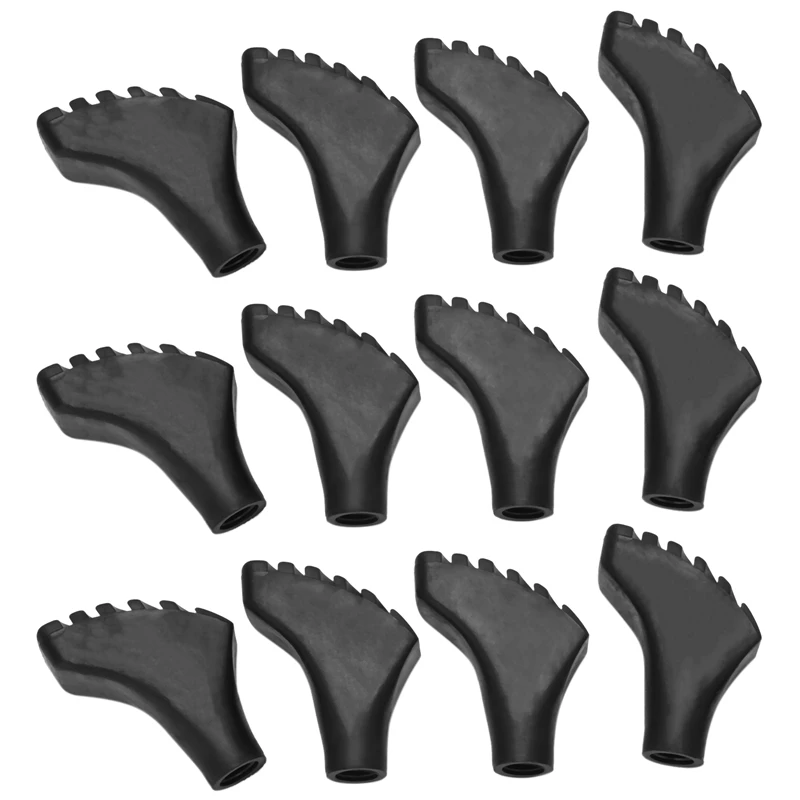 

12 Pack Of Extra Durable Rubber Replacement Tips (Replacement Feet/Caps) For Trekking Poles - Fits All Standard Hiking