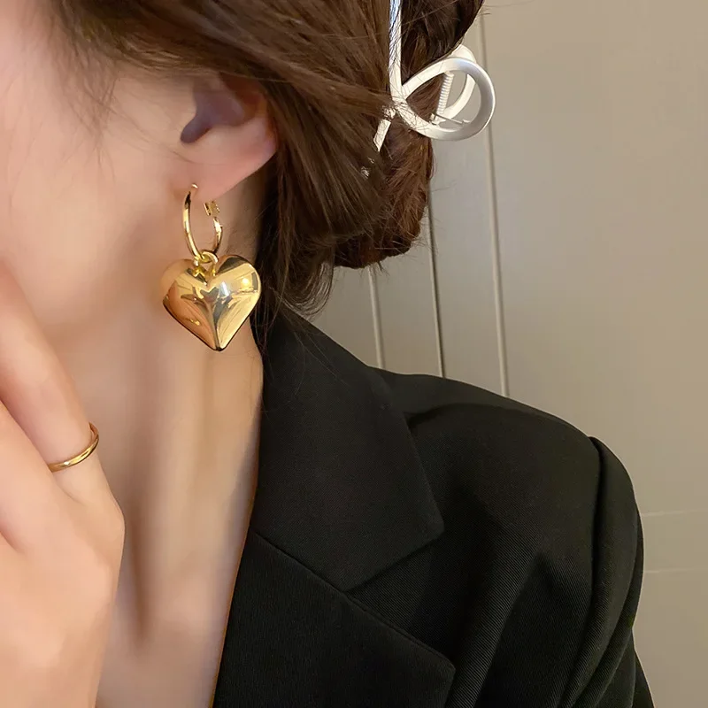 Женские серьги-подвески в форме сердца из нержавеющей стали