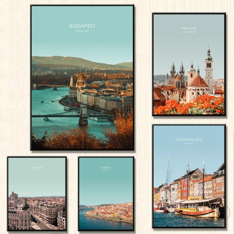 

Print On Canvas Prague Travel Illustration Decoration Paintings Gift Art Friends Gifts Wall Stickers Decorative Room Home