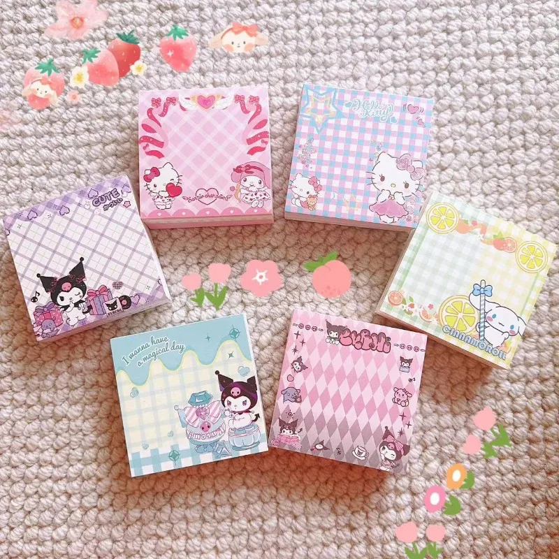 

200Pcs Kawaii Sanrio Hello Kitty Cinnamoroll Self Adhesive Sticky Notes Stickers Pad Notebook Student School Office Stationary