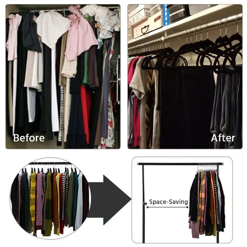 

Non Slip Velvet Clothing Hangers Suit Clothes Hangers Wardrobe Home Closet Organizer Adult Seamless Flocking Hanger 100 Pack
