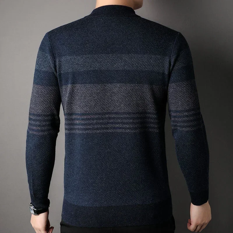 480 г утолщенный свитер из 100% чистой шерсти мужской зимний пуловер с воротником до