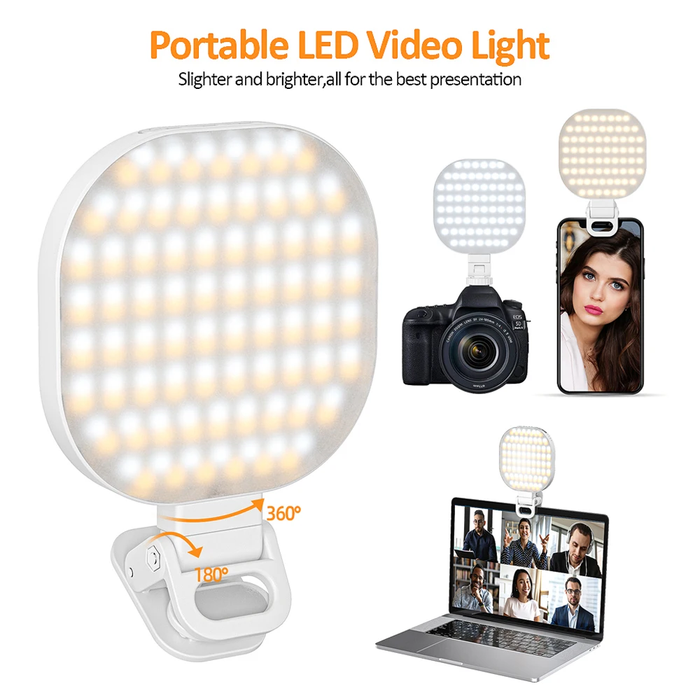 Кольцевой светильник для селфи 3 режима освещения 2000 мАч перезаряжаемый