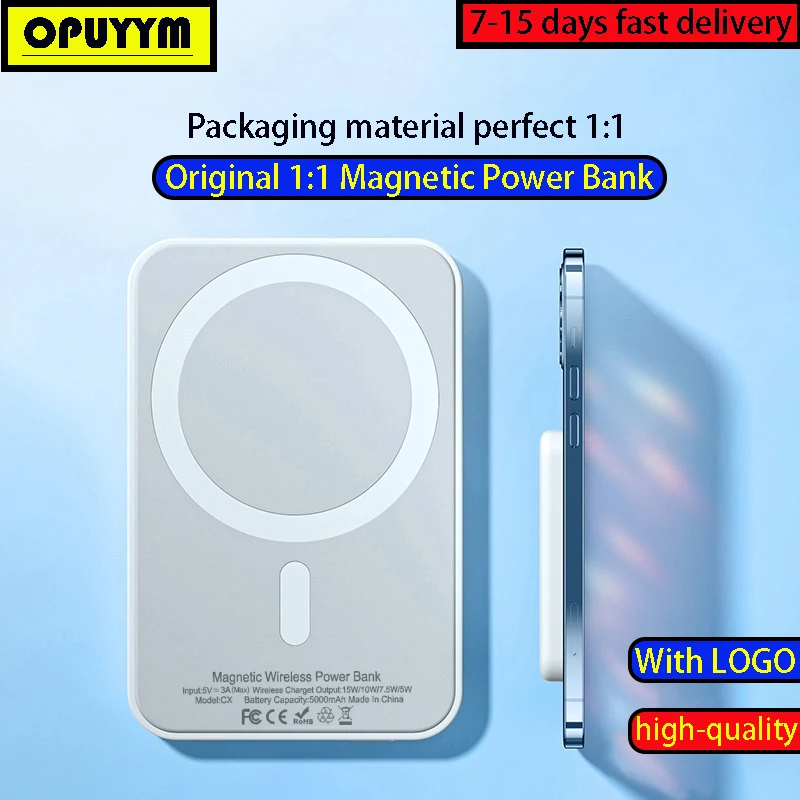 Originals 1:1 MagSafe powerbank 5000mAh Magnetic wireless power bank for iPhone 12 13 14 Pro Max External Auxiliary Battery Pack