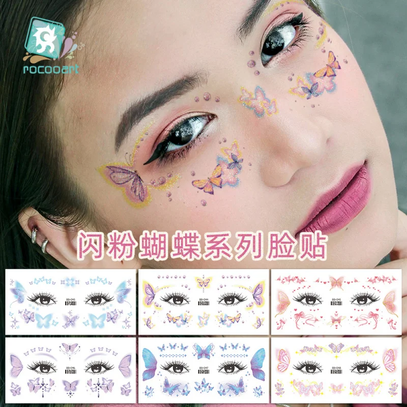 4 шт. Новые Пасхальные наклейки для татуировок серия снежинок блестящих бабочек