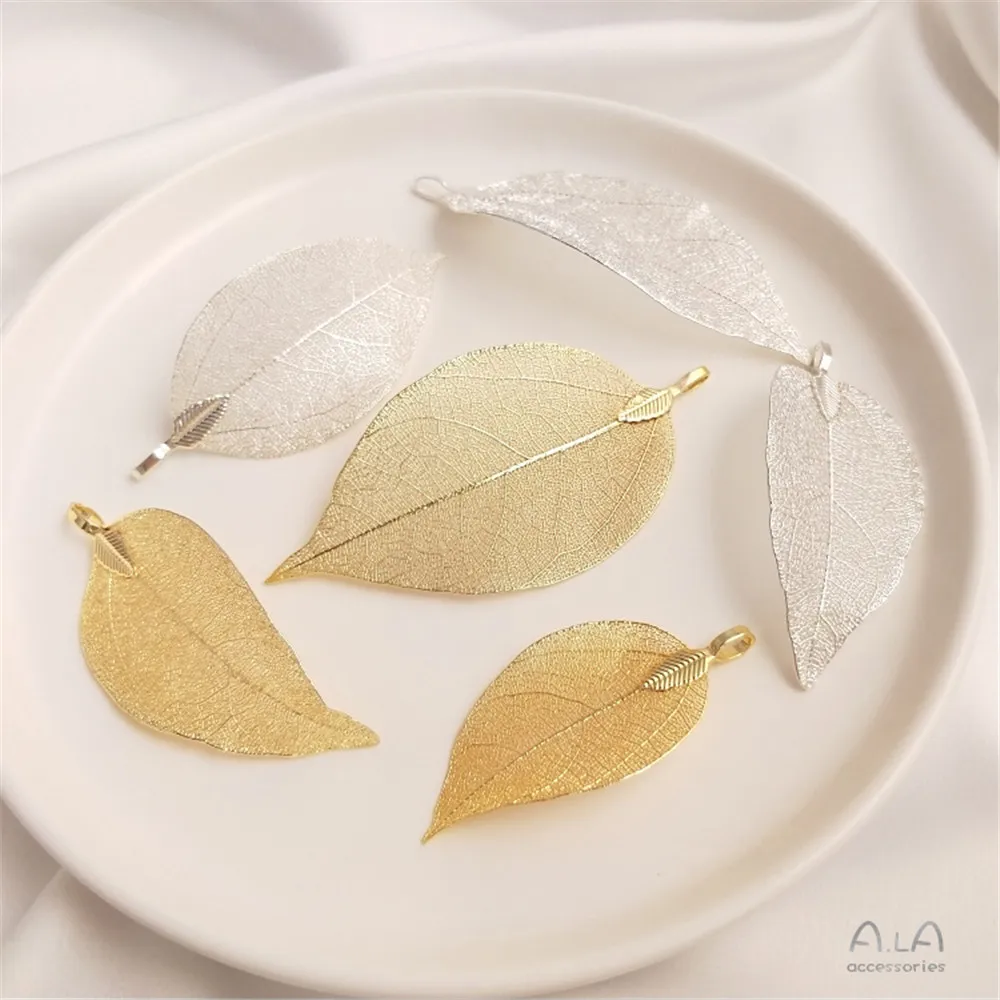 Натуральные родные листья позолоченные серебряные подвески в виде листьев
