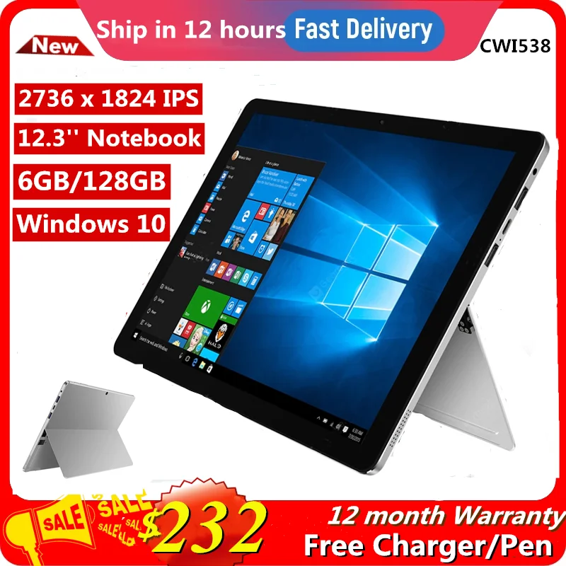 

Flash Sales 12.3 INCH 6GBRAM 128GB ROM CWI538 Notebook Windows 10 N3450 CPU 2736 x 1824 IPS Screen Dual Camera Quad Core Type-C