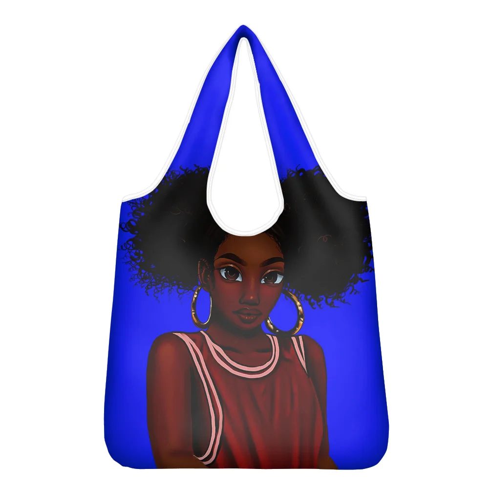 

Cuволшебная Повседневная Складная Экологически чистая многоразовая сумка для покупок, сумки для покупок с рисунком Африканской девушки, же...
