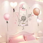 SHIJUEHEZI виниловые наклейки на стену с изображением мультяшной девочки Луны, самодельные воздушные шары, настенные наклейки для детской комнаты, спальни, детской комнаты, украшение для дома