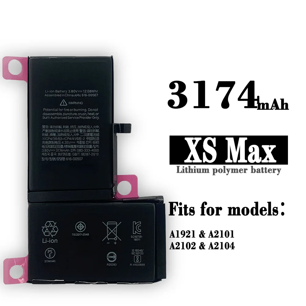 

Latest Replacement Battery For IPhone XS Max XSM A1921 A2101 A2102 A2104 3174mAh Internal Lithium Batteries + Free Tools