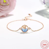 real 925 sterling silver jewelry blue sea fish tail bracelet femme rose gold plating original design women luxury accessories
