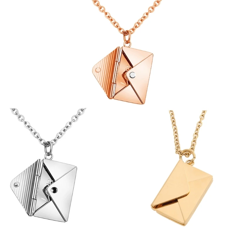 

Delicate Heart Seal Love Message Locket Pendant Necklace Gift for Mother's Day