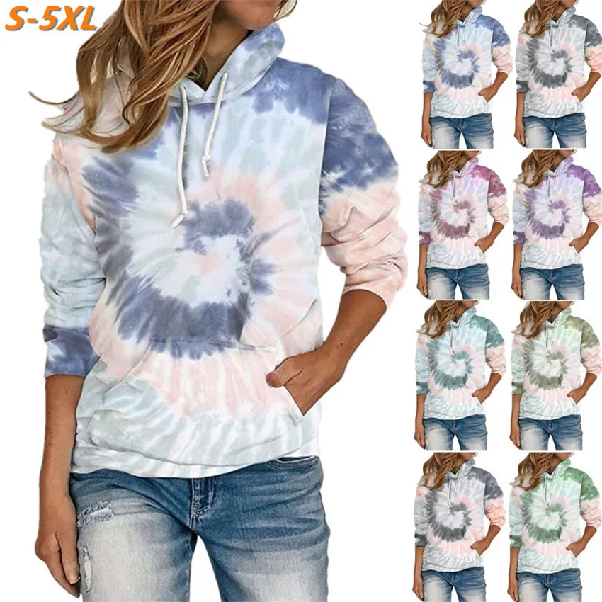 

Fall/Winter 2022 Women's Loose Tie Dye Printed Hoodie Long Sleeve Hoodie Fashion Casual Hoodie