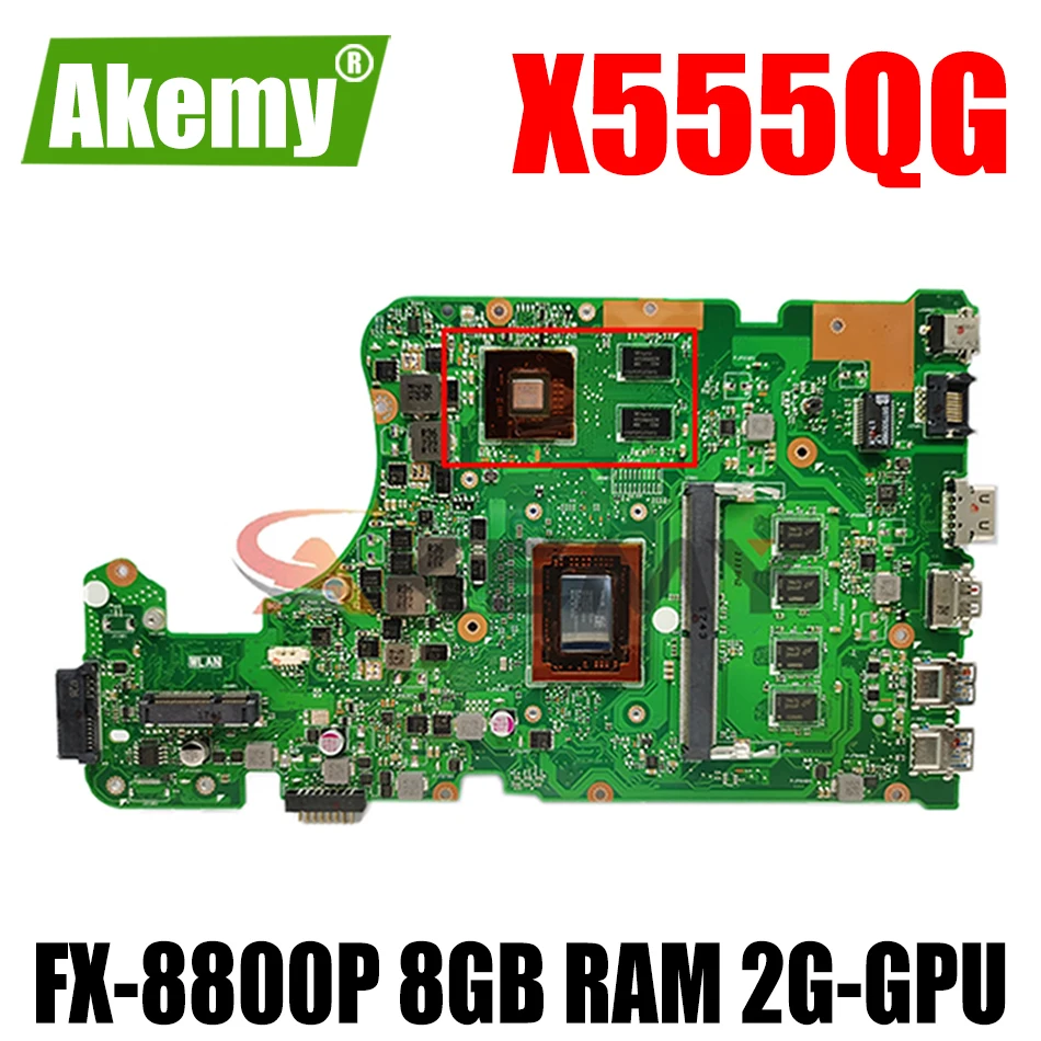 

Akemy For ASUS X555YI X555YA X555D A555DG X555QG X555Y notebook mainboard motherboard FX-8800P CPU 8GB RAM 2G-GPU tested full ok