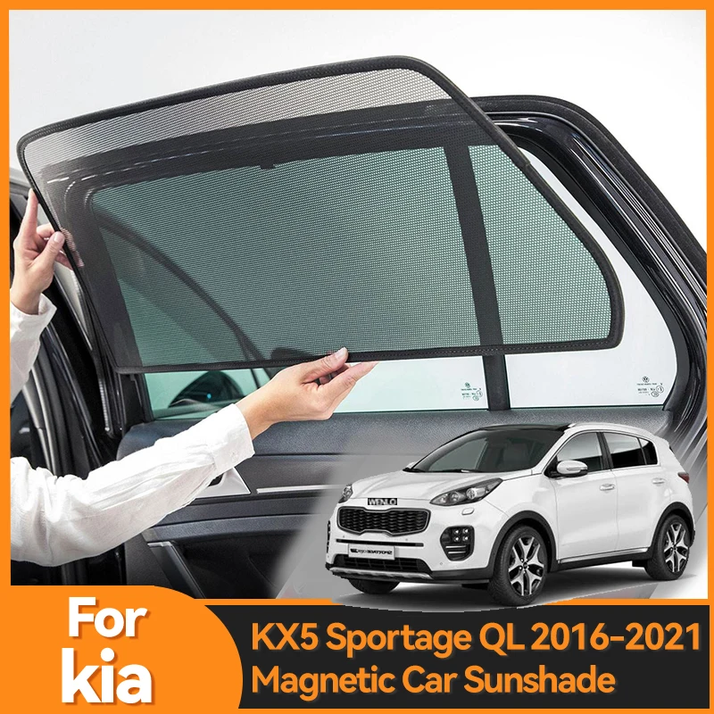 Фото Магнитный автомобильный солнцезащитный козырек для Kia KX5 Sportage 4 QL 2016-2021, переднее лобовое стекло, рамка, занавеска, задний козырек №1