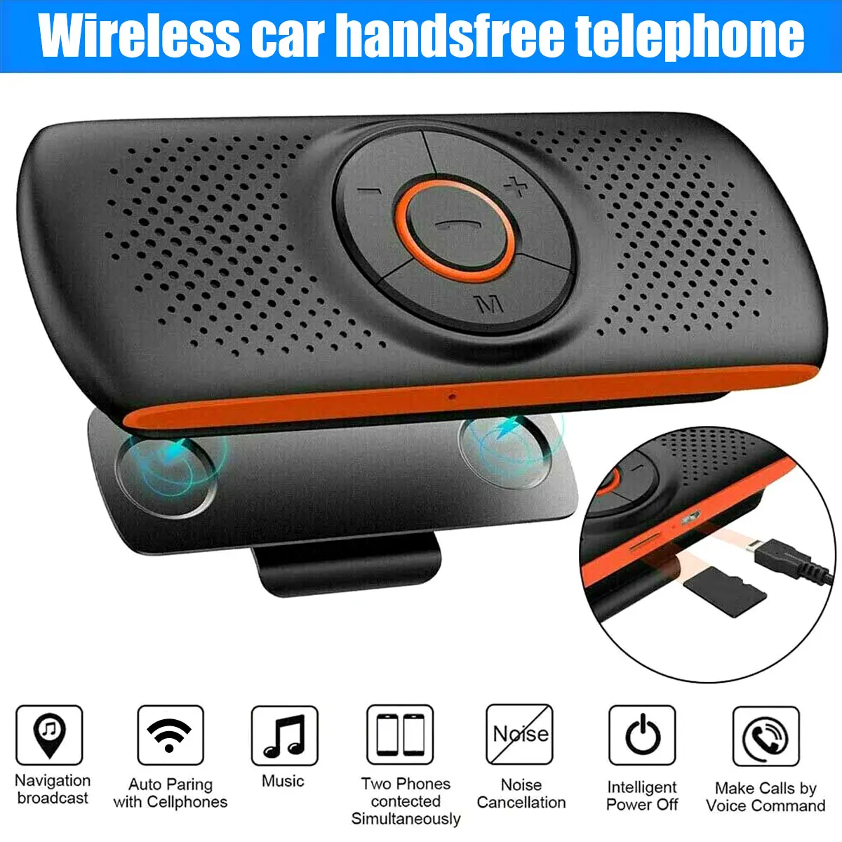 

Car Bluetooth Speaker Handsfree Bluetooth 4.2 Car Sun Visor Speaker Wireless Noise Cancellation Stereo Car Music Player
