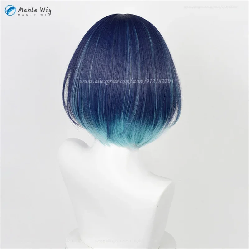 Аниме Косплей 34 см Короткий парик для косплея Akane Kurokawa Темно-синий градиентный