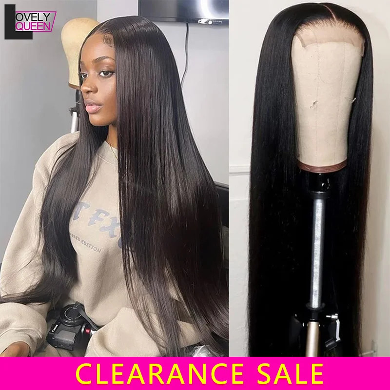 

Transparent Straight Wig 4X4 Lace Closure Wigs for Black Women Lace Front Wig Peruvian Remy Human Hair 180% Density Wig