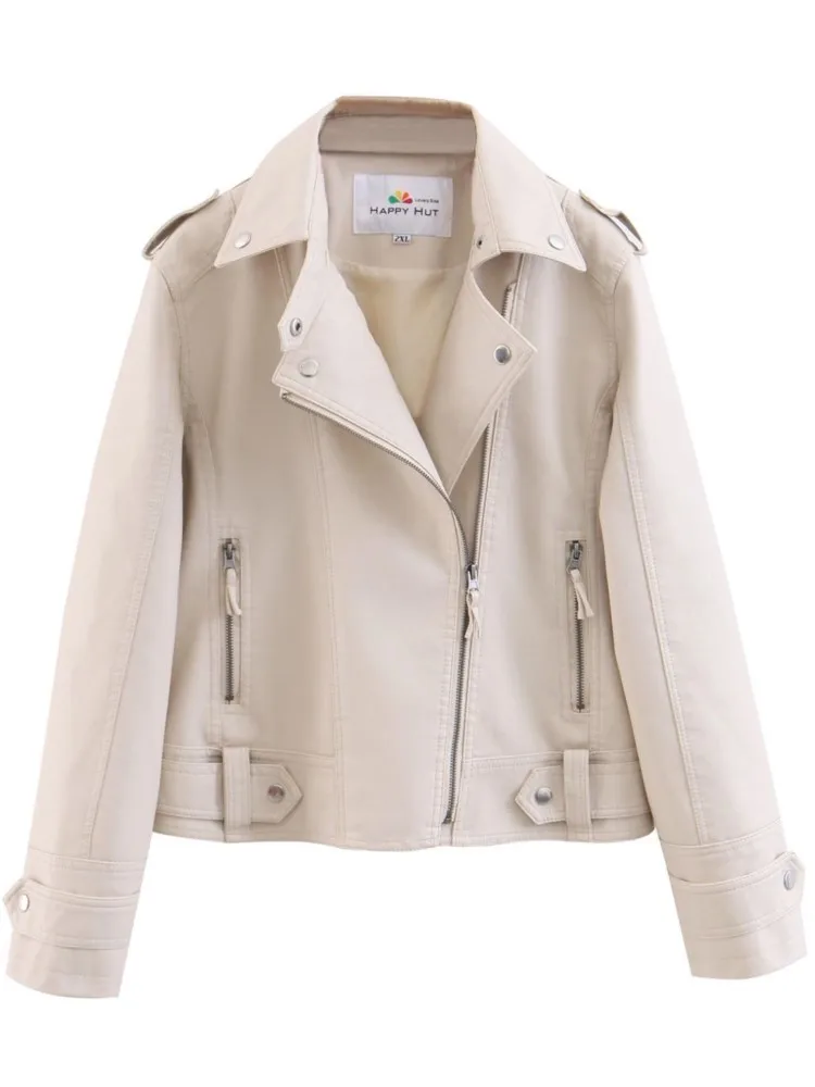 

Женская мотоциклетная куртка из искусственной кожи, повседневная Весенняя модная качественная куртка на молнии с косым вырезом и металлической застежкой-молнией, большие размеры, 2022