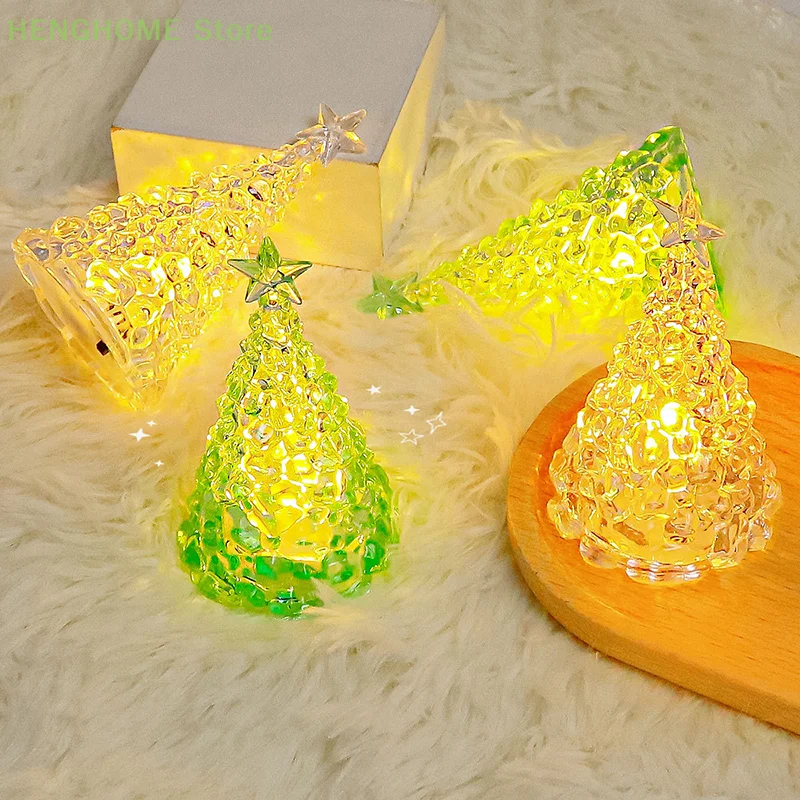 

1PC Mini Glowing Christmas Tree Decoration Led Flickering Christmas Tree Color Changing Light Xmas Tree Gifts Party Table Decor