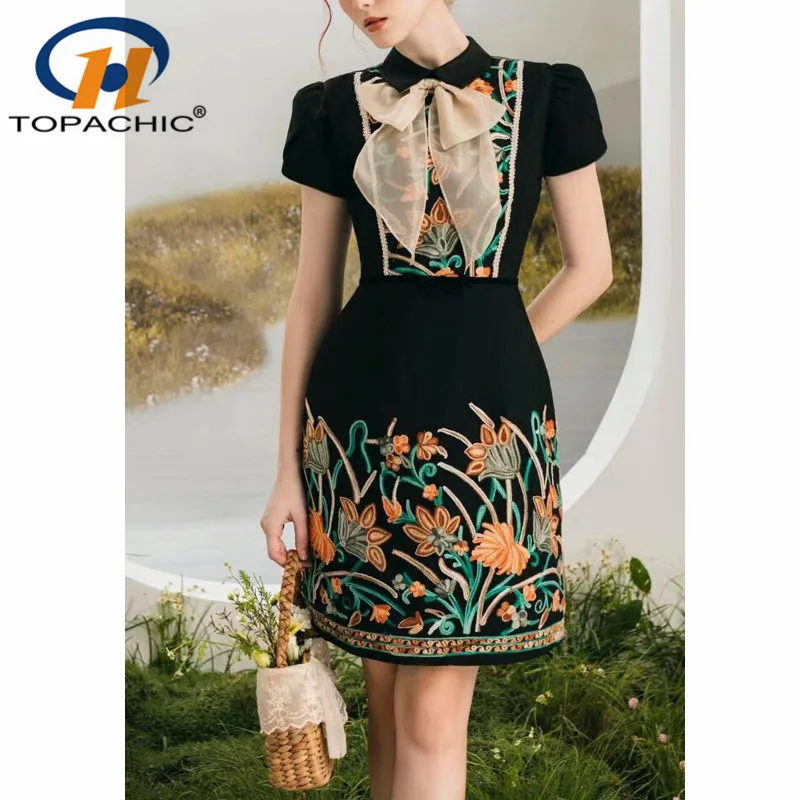 

6,25 г., высококлассное женское мини-платье с коротким рукавом, вышивкой и принтом в тяжелой промышленности