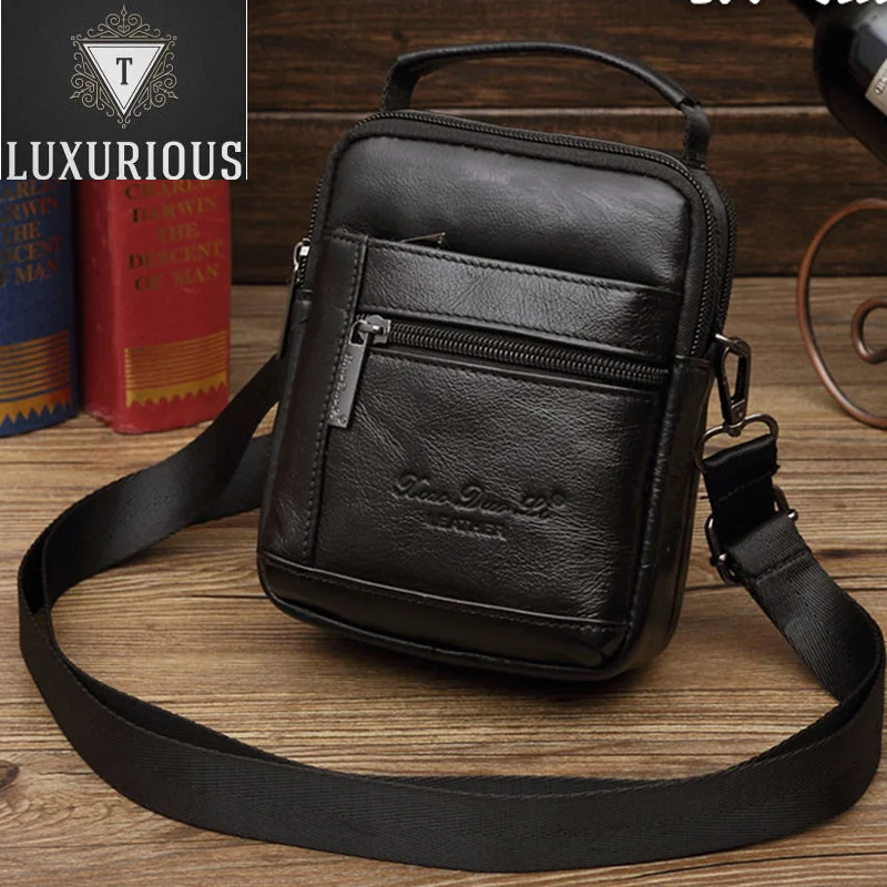 

Men Genuine Leather Small Shoulder Messenger Fanny Bags Cross Body Tote Handbag Pocket High Quality Hip Bum Belt Waist Pack New
