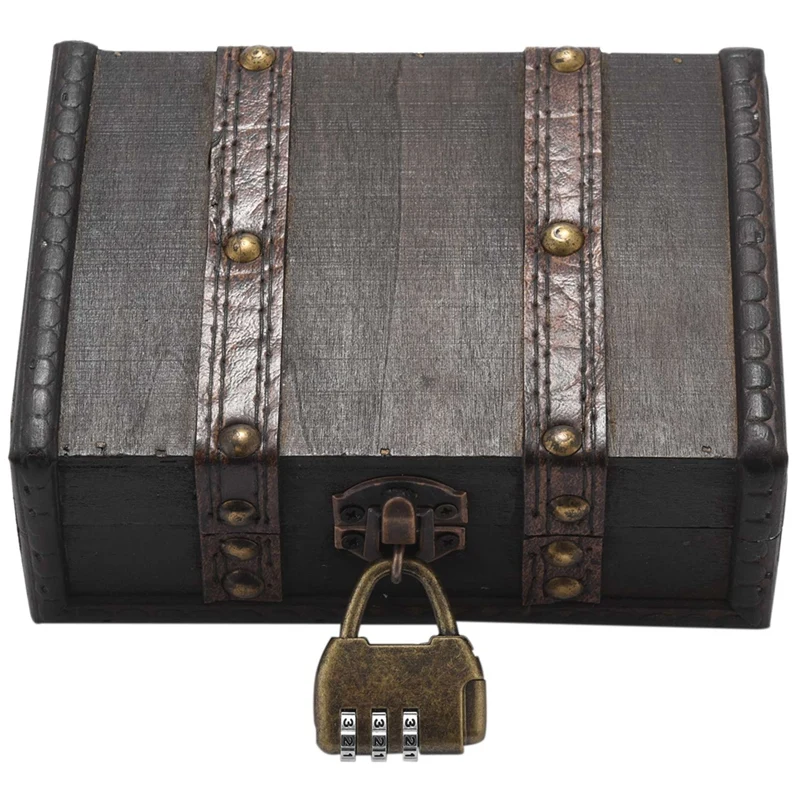 

Wooden Storage Jewelry Box Vintage Wood Box With Metal Lock Wedding Gift