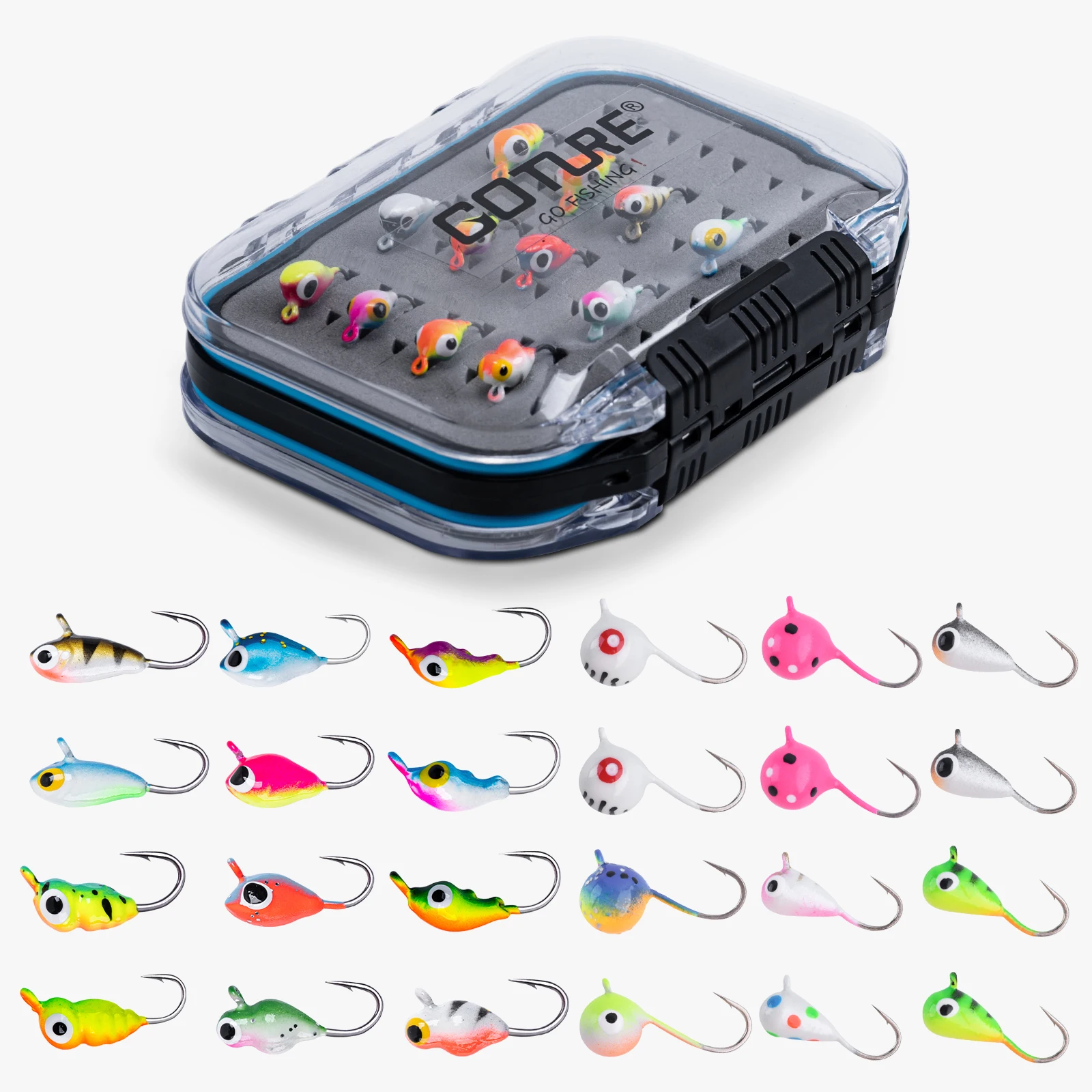 Goture 24 шт./кор. зимняя вольфрамовая приманка для зимней рыбалки светящаяся тонущая