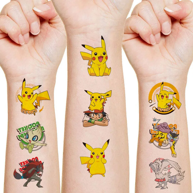 

Pokemon Cartoon Tattoo Stickers Pikachu Spirit Anime Peripherals Action Figure Children Fashion Stickers Toys Partys Interactive