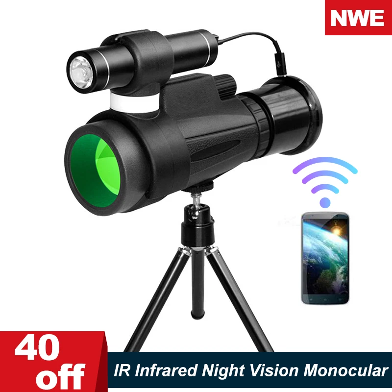 

Wifi IR Infrared Night Vision Monocular for Hunting Professional Phone Telescope Camera with Tripod for Trip Camping