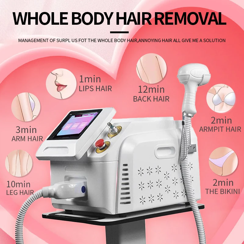 

Diode Ice Laser 2022 Hair Removal Machine 808nm Professional 755Nm 1064Nm Permanet Painless Skin Tightening Acne Scars Equipment