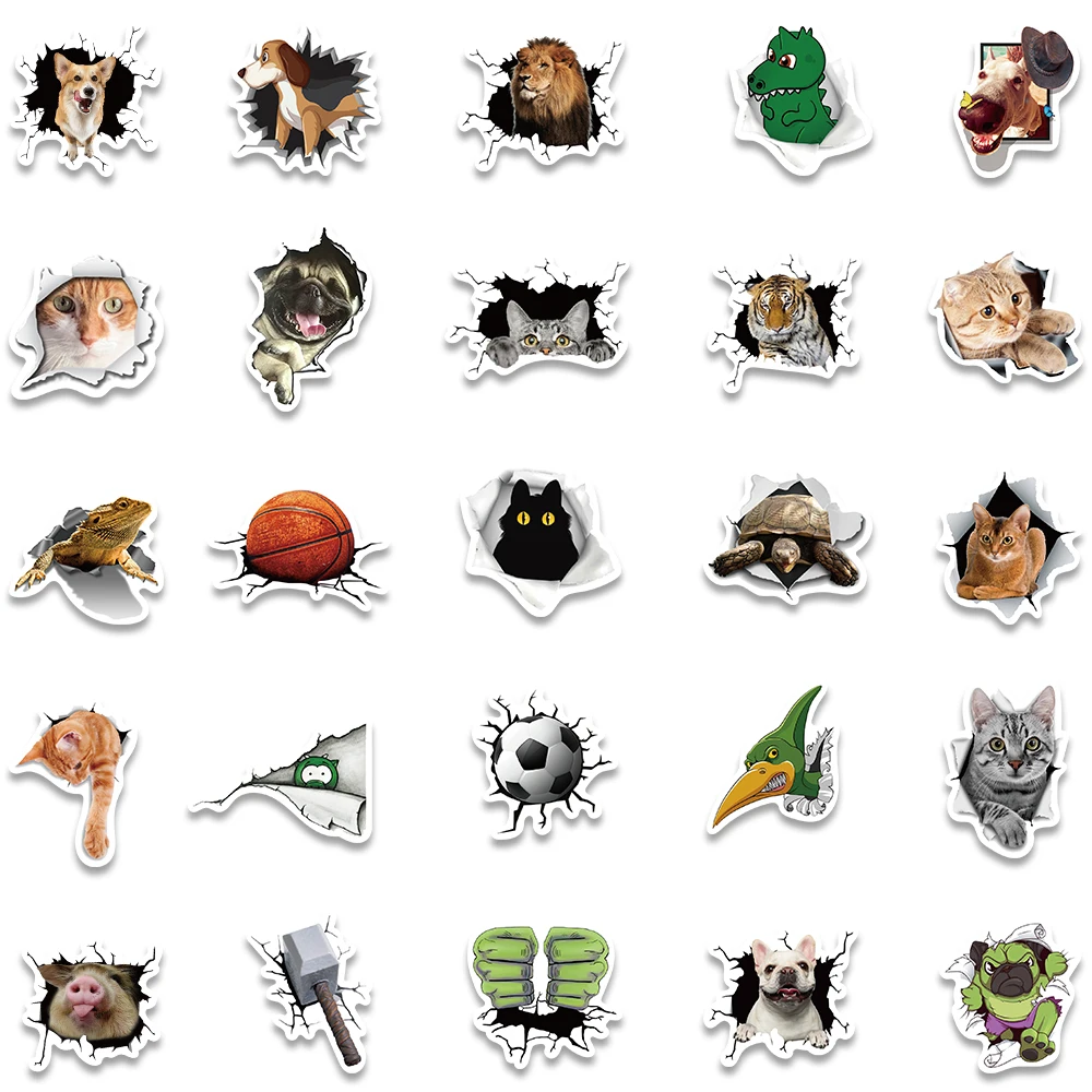 10/50 шт. 3D-наклейки в виде кошки |