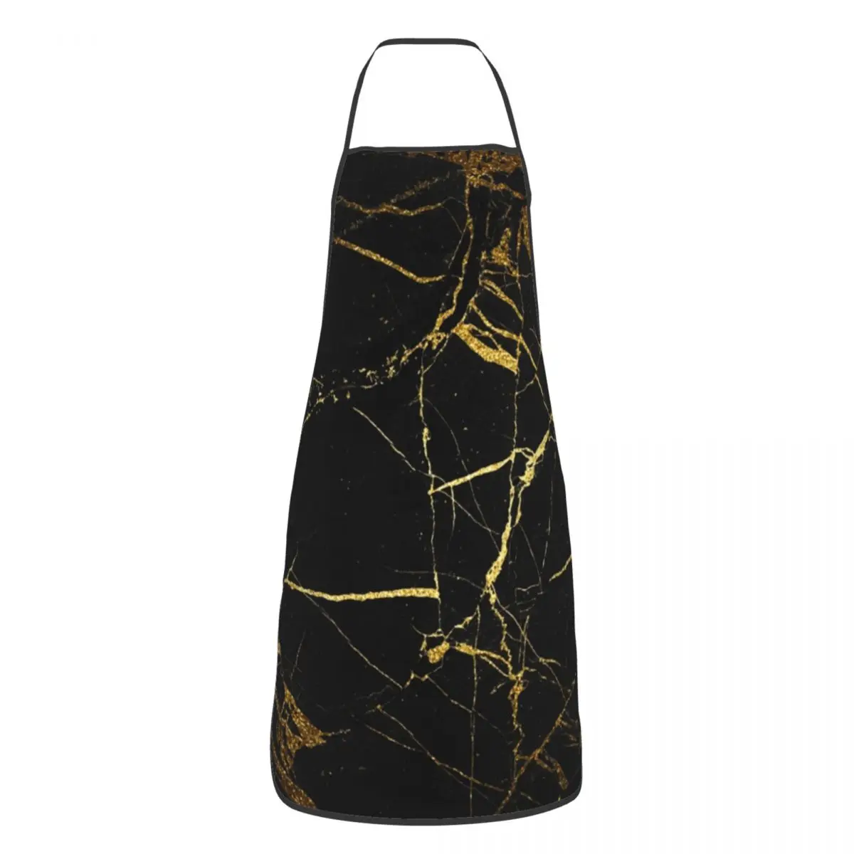 

Кухонный Фартук унисекс из черного и золотого мрамора для готовки шеф-повара, женский и мужской фартук для покраски
