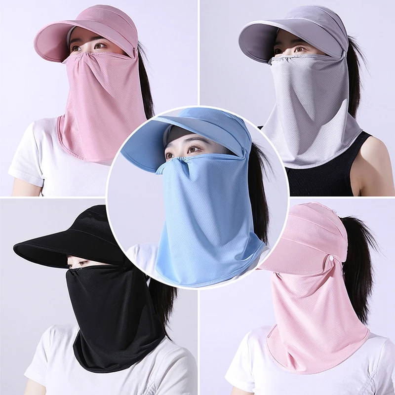 

Женский чехол для лица с УФ-защитой, воздухопроницаемые солнцезащитные шляпы, козырьки, спортивные аксессуары для походов, съемные кепки, д...