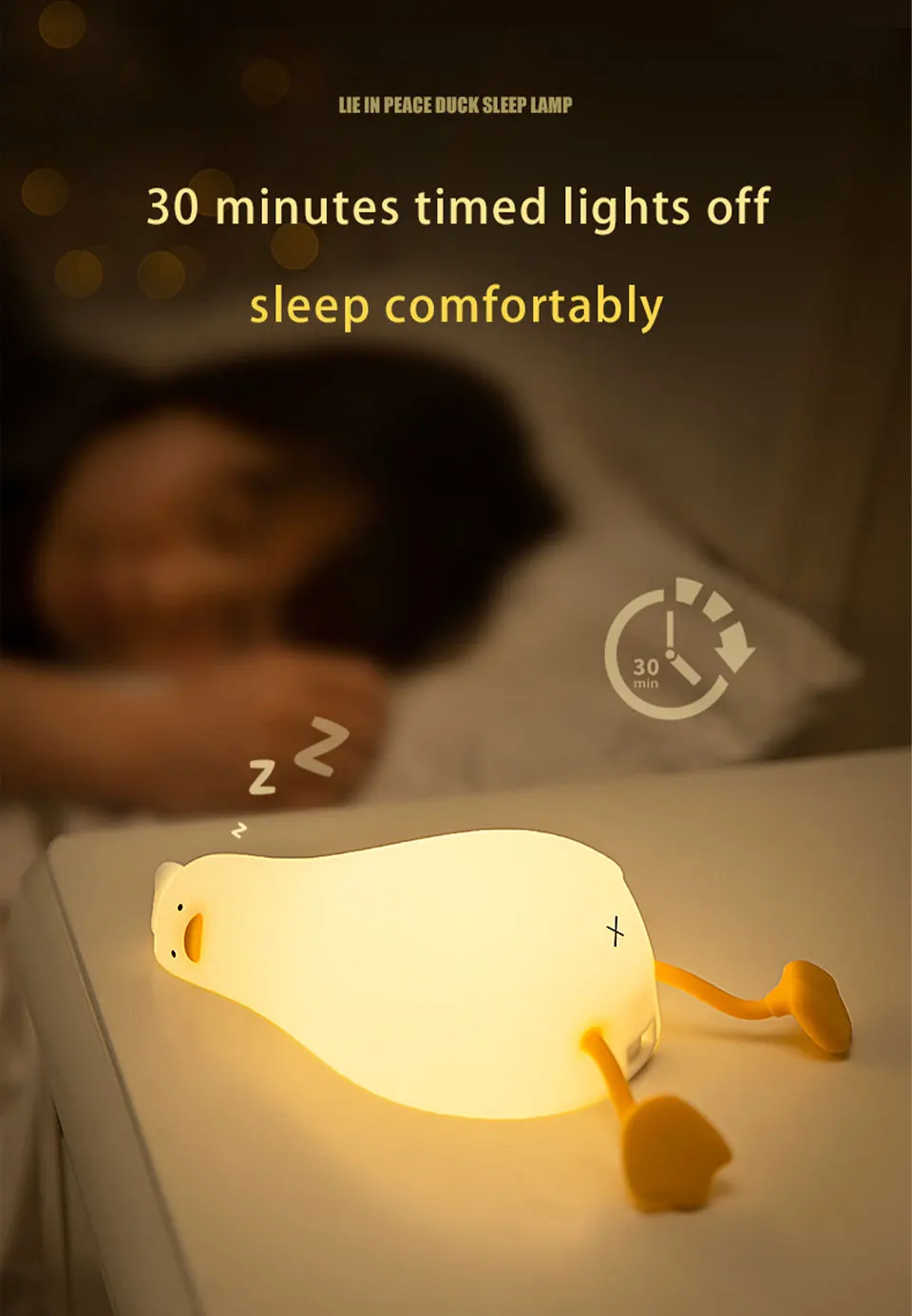 

Duck Nightlights Led Night Light Rechargeable Cartoon Silicone Lamp Patting Switch Children Kid Bedroom Decoration Birthday Gift