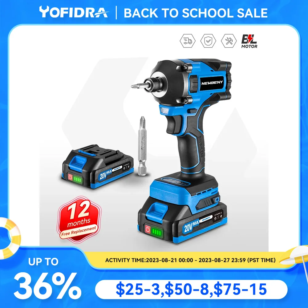 Yofidra 300N.m Brushless Electric Screwdriver 3 Gears Cordless Electric Impact Wrench Drill Driver For Makita 18V Battery