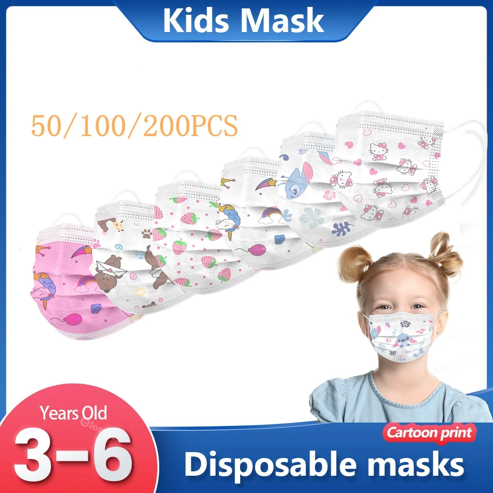 

Mascarillas Niños Pink White Kitty Printed Disposable Child Mask 3 Ply Protective Cartoon Masque Chirurgical Enfant Kids Mask