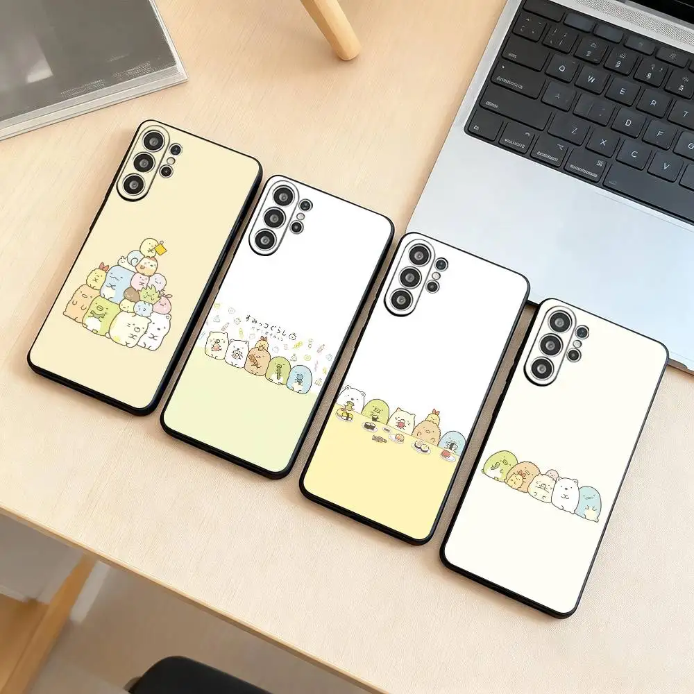 Фото Чехол для телефона S-Sumikko Gurashi для Samsung S25, S24, S21, S22, S23, S30, Ultra, S20, Plus, Fe, Lite, Note, 10, черный чехол в подарок. №1