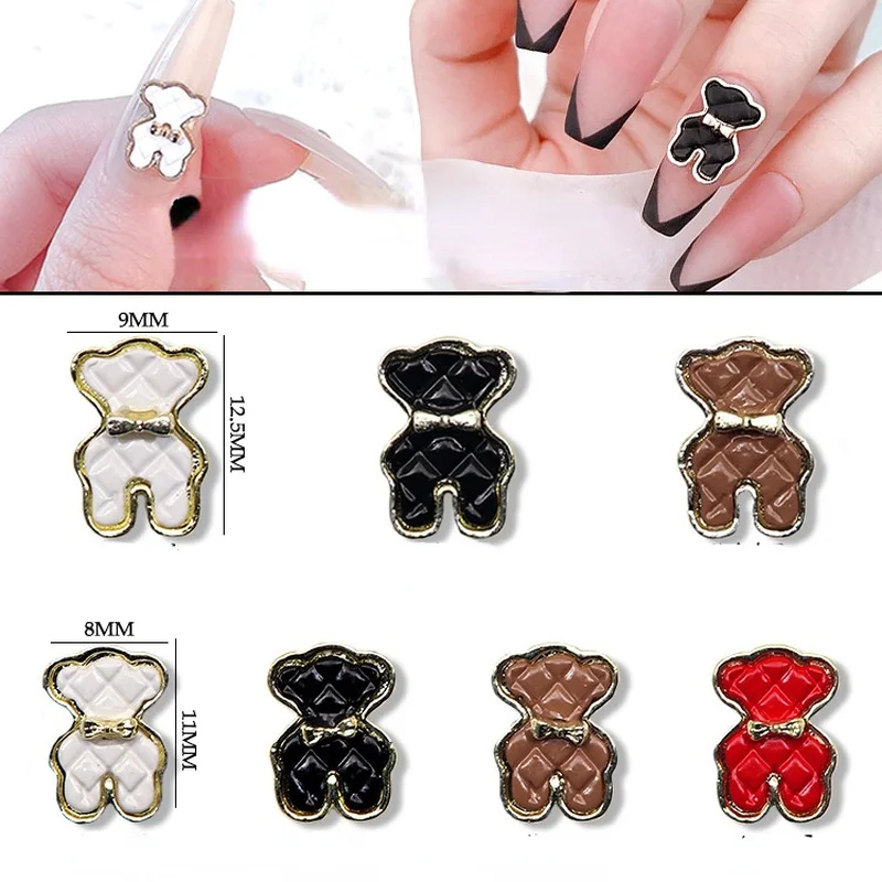 

Nail Art Cute Plaid Bow Tie Bear Nail Decorations Lovely Bear Jewelry Manicure Accessories Design Decal Ornament