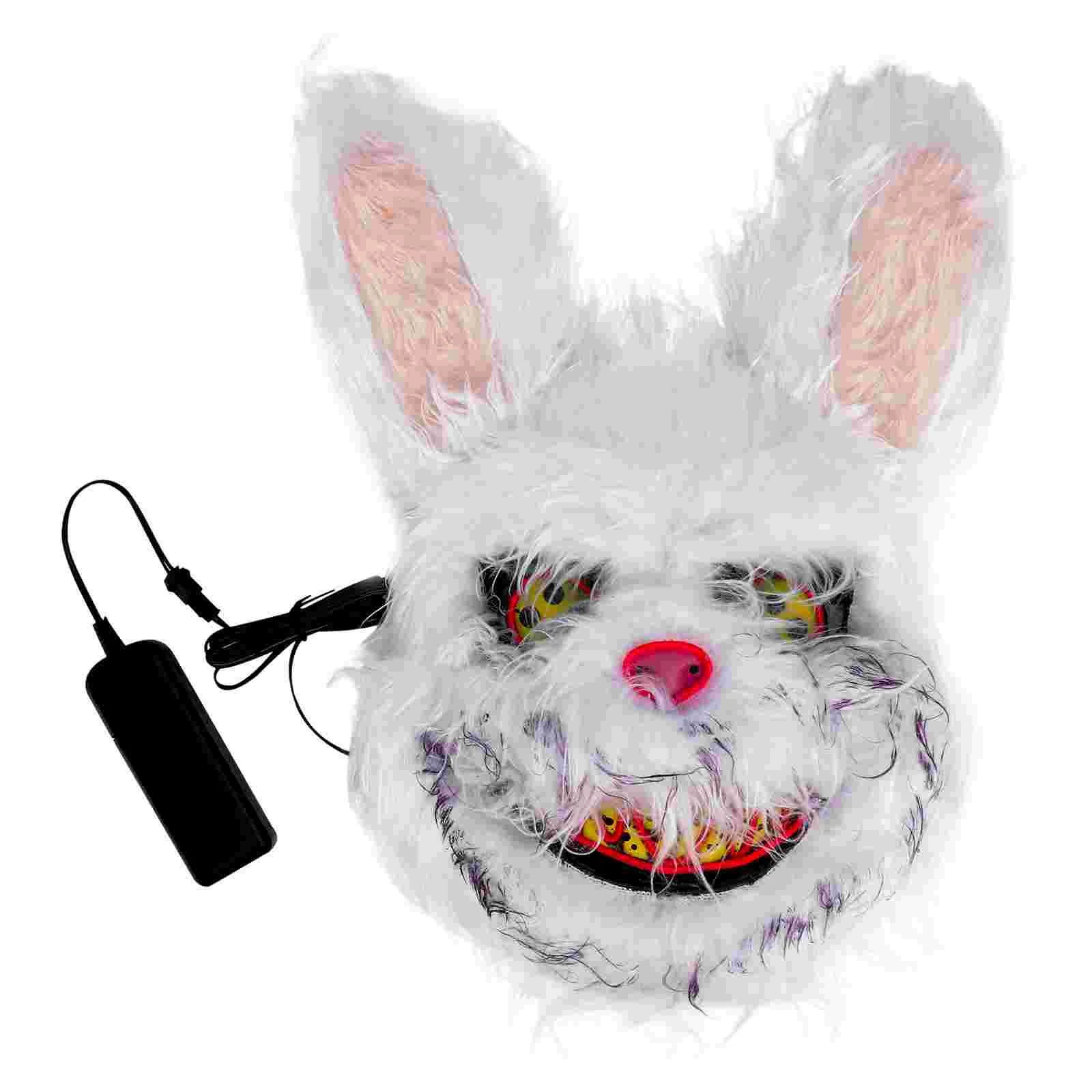 

Head Rabbit Cover Easter Face Headwear Costume Animal Scary Bunny Accessories Cosplay Supply Dressup Favor Light Decoration