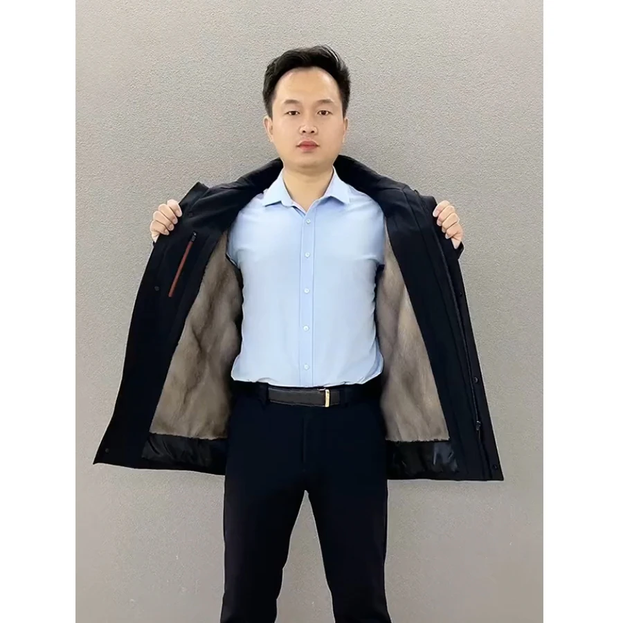 

Mink Coat Men Winter Fur Parka Real Fur Jacket 2021 New Warm Fashion Business Coats High Quality Outwear