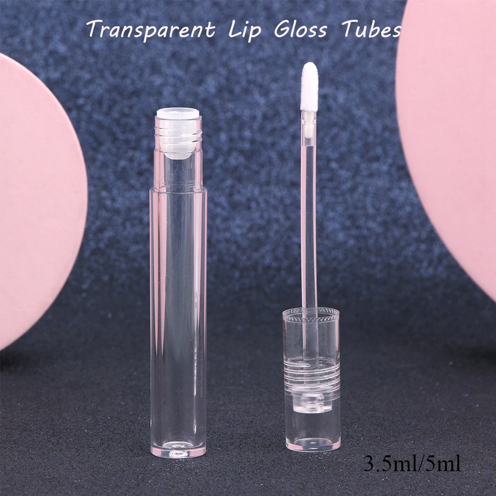 

3.5/5/7.8ml Round Transparent Empty Lip Gloss Tubes Refillable Lip Glaze Lip Balm Bottles With Rubber Inserts Comestic Container