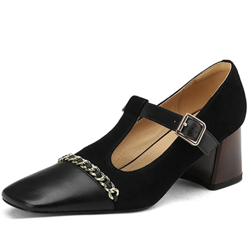 

Туфли ENMAYER женские из натуральной кожи, джинсовые туфли Мэри, низкий каблук, квадратный носок, модная офисная Классическая обувь, размеры 34-40