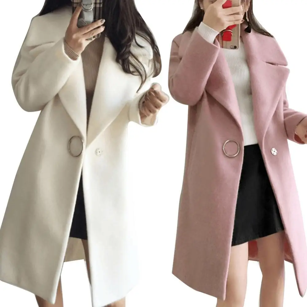 

Coats Women Jackets Winter Fashion Solid Color Lapel Long Sleeve Warm Overcoat Coat Outwear Women's Clothing женская куртка 2021