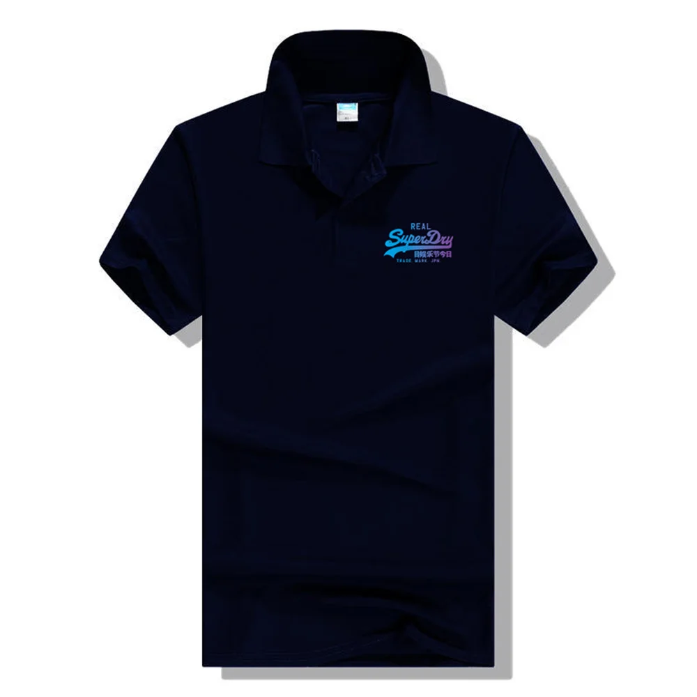 

Новинка 2022, мужская рубашка-поло, повседневная классическая деловая Однотонная рубашка-поло с принтом, летние модные приталенные топы с лац...