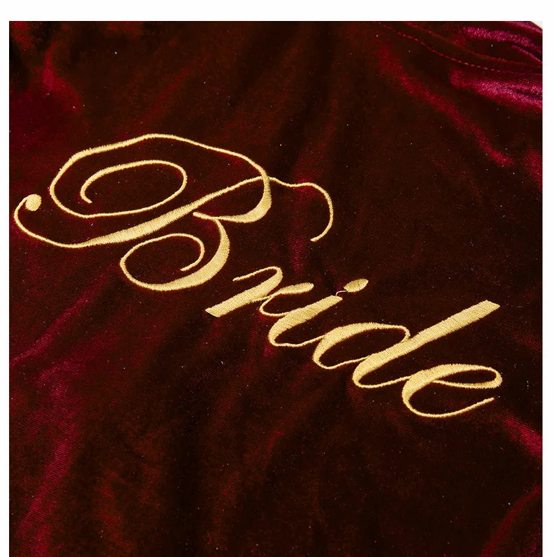 Bridal Robes Gold Velvet Robe Bathrobe Dressing Gown Ladies Nightgown Wedding Bride Bridesmaid Robes Pink Velvet Bathrobe