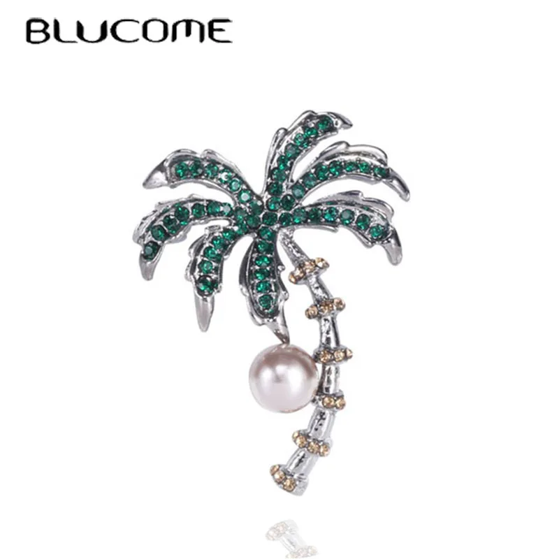 

Blucome Coconut Tree Shape Brooch Jewelry Gold Color White Enamel Brooches Pins for Women Kids Bags Scarf Suit Accessories